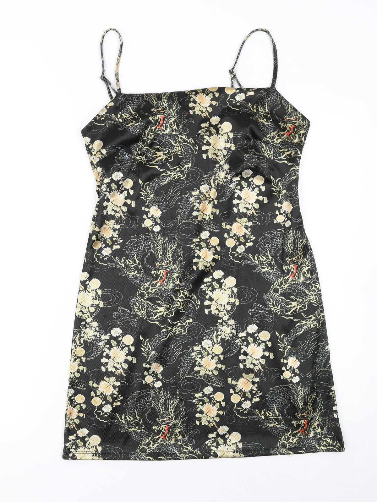 Urban Outfitters Womens Black Dragon Satin Slip Dress L