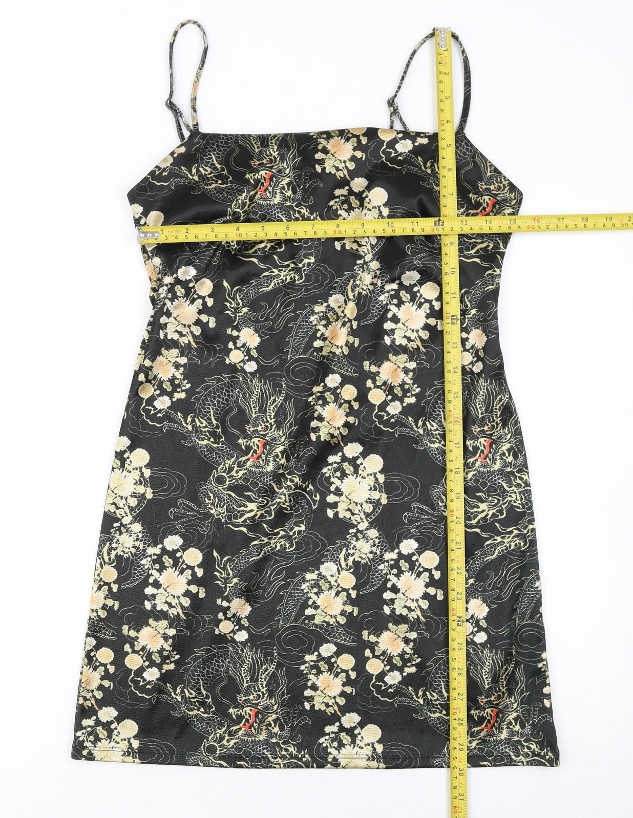 Urban Outfitters Womens Black Dragon Satin Slip Dress L
