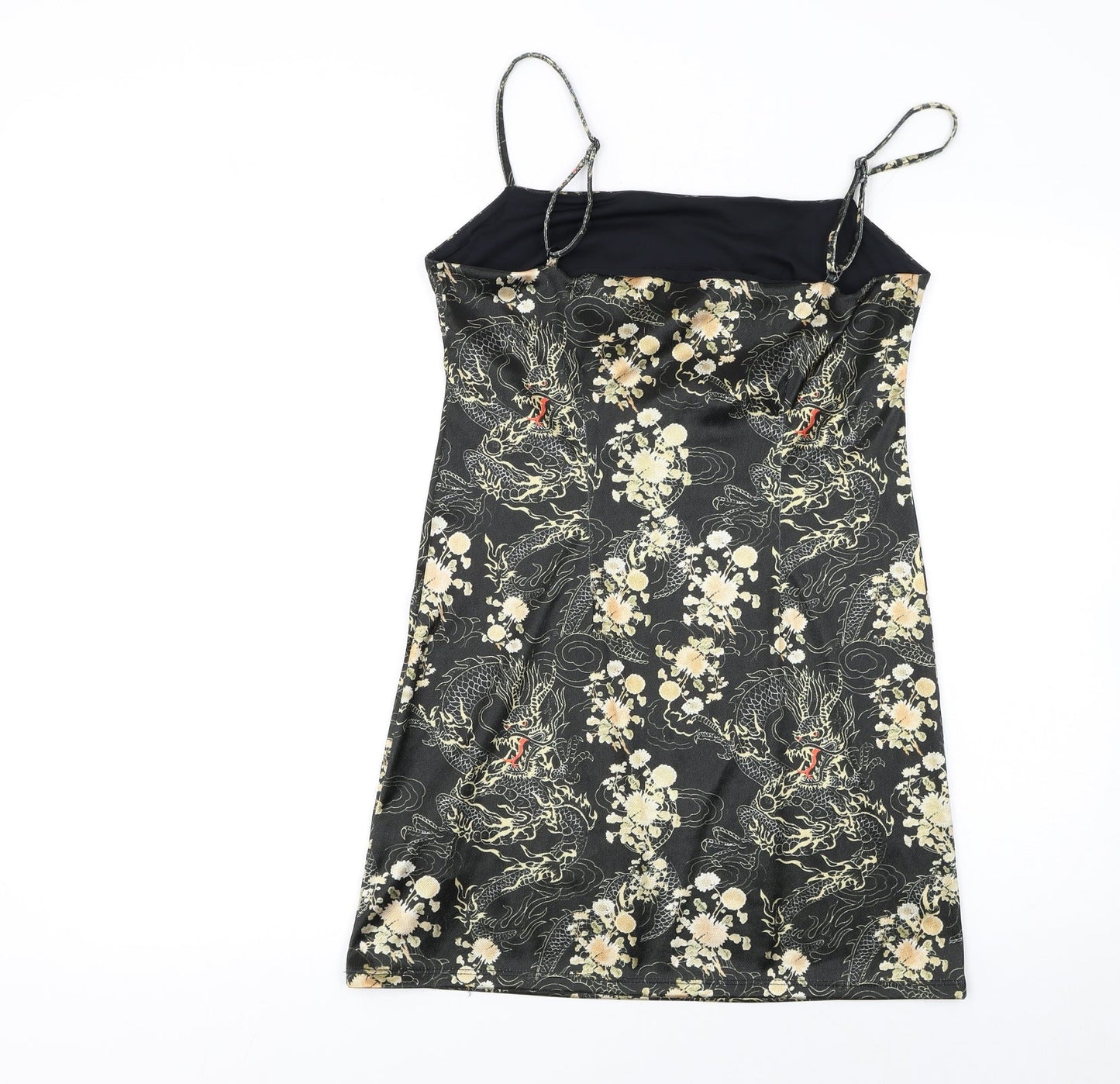 Urban Outfitters Womens Black Dragon Satin Slip Dress L