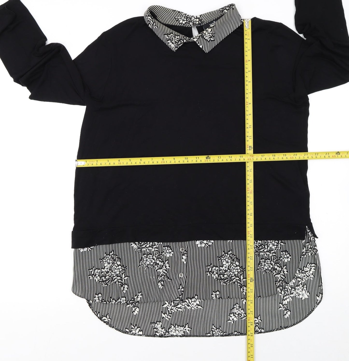 Wallis Womens Black Collared Long Sleeve Pullover Jumper Size 16