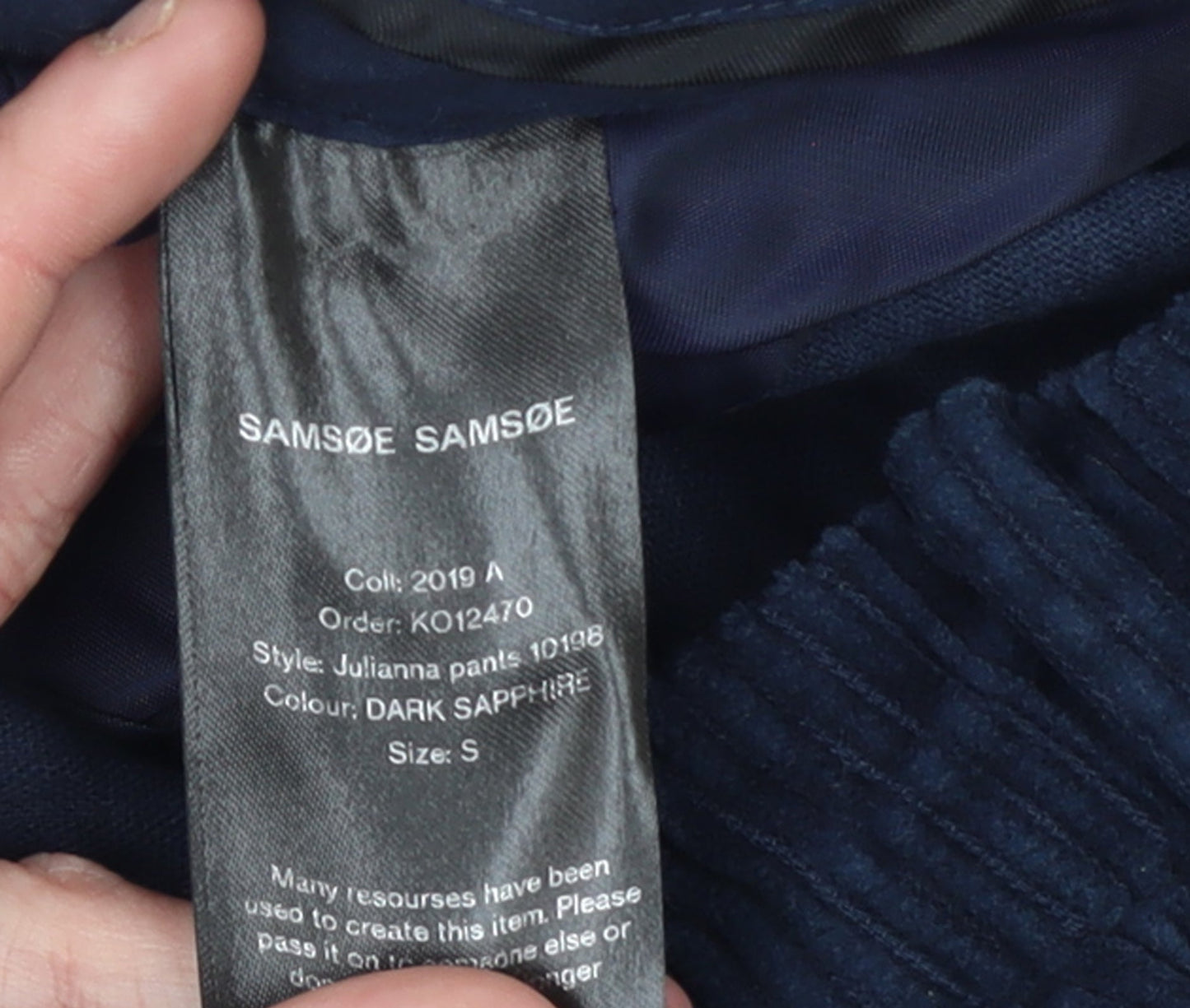 Samsøe Samsøe Women’s Blue Corduroy Trousers Size S