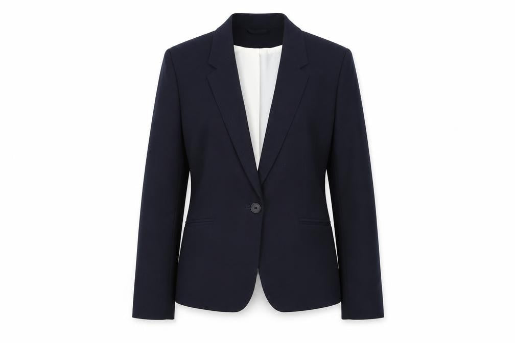 H&M Women Blue Regular Fit One-Button Blazer UK 10