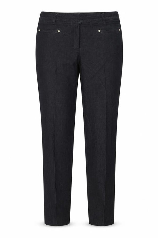 Larry Levine Black Stretch Cotton Blend Women's Straight Trousers Size 12