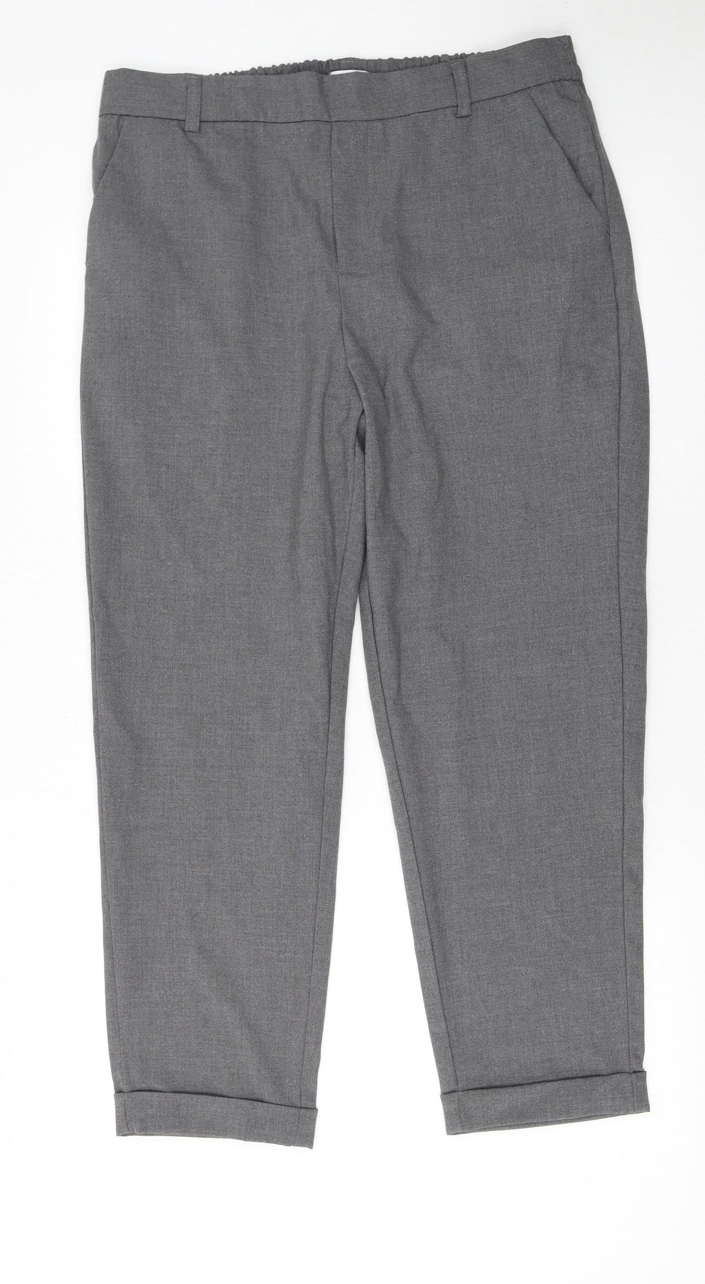 Savida Women's Grey Cropped Straight Trousers Size 16
