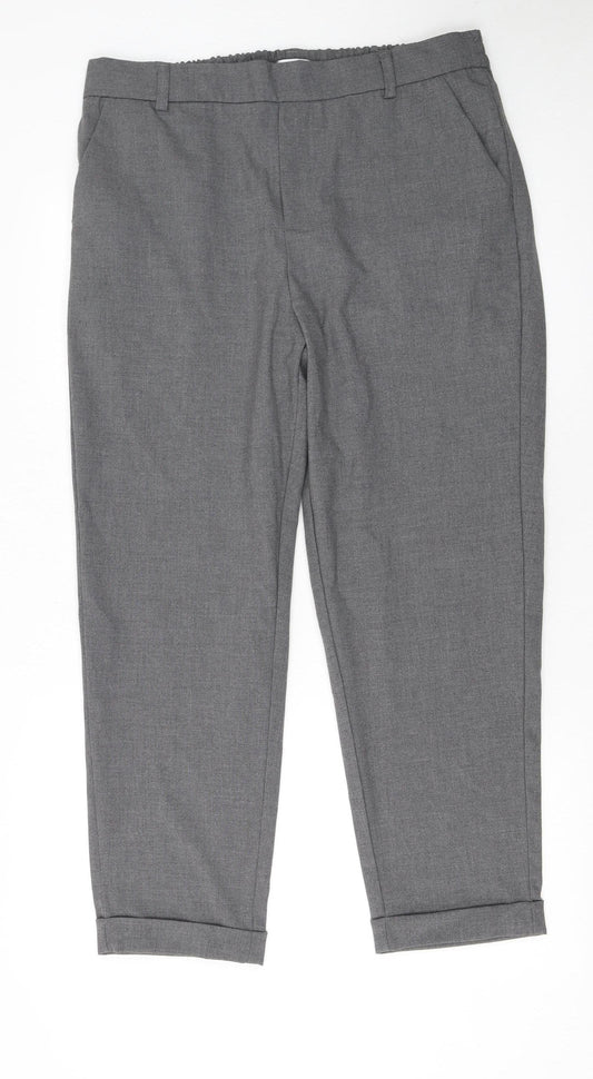 Savida Women's Grey Cropped Straight Trousers Size 16