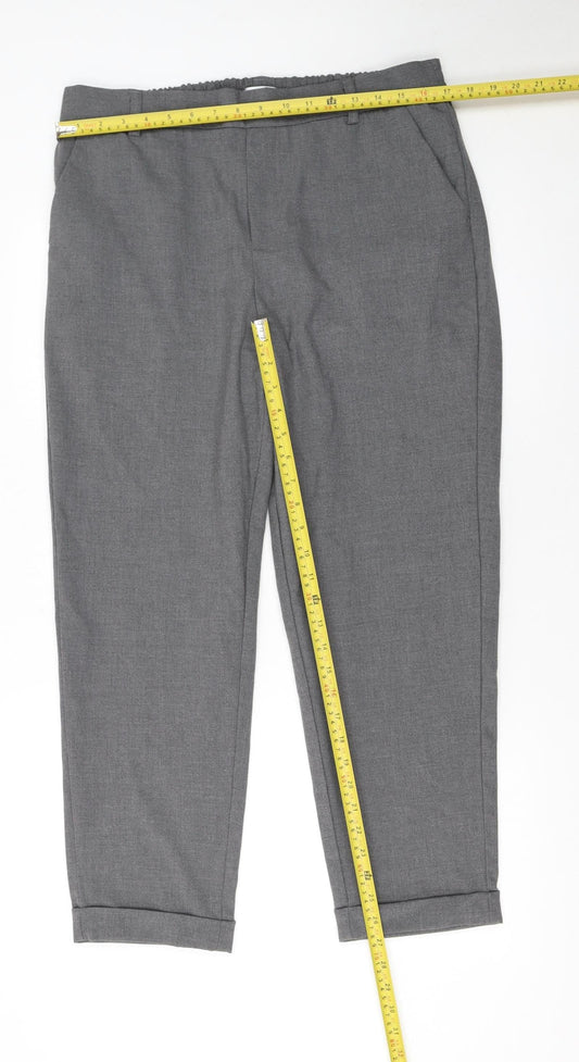 Savida Women's Grey Cropped Straight Trousers Size 16