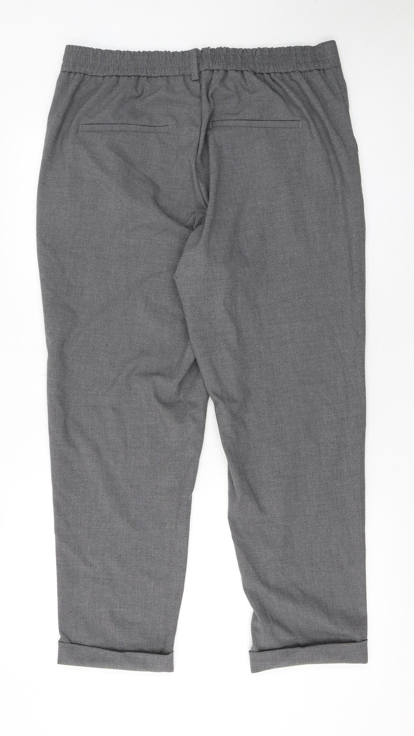 Savida Women's Grey Cropped Straight Trousers Size 16