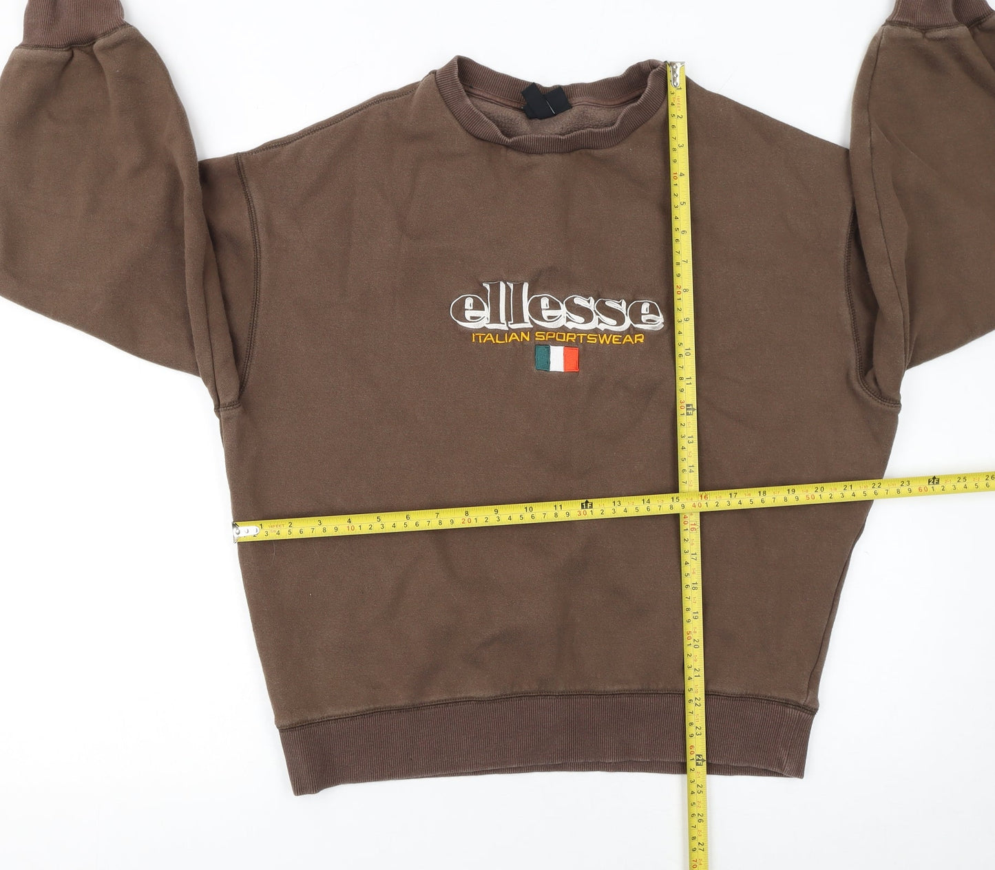 Ellesse Womens Brown Pullover Sweatshirt M Cotton Blend Logo