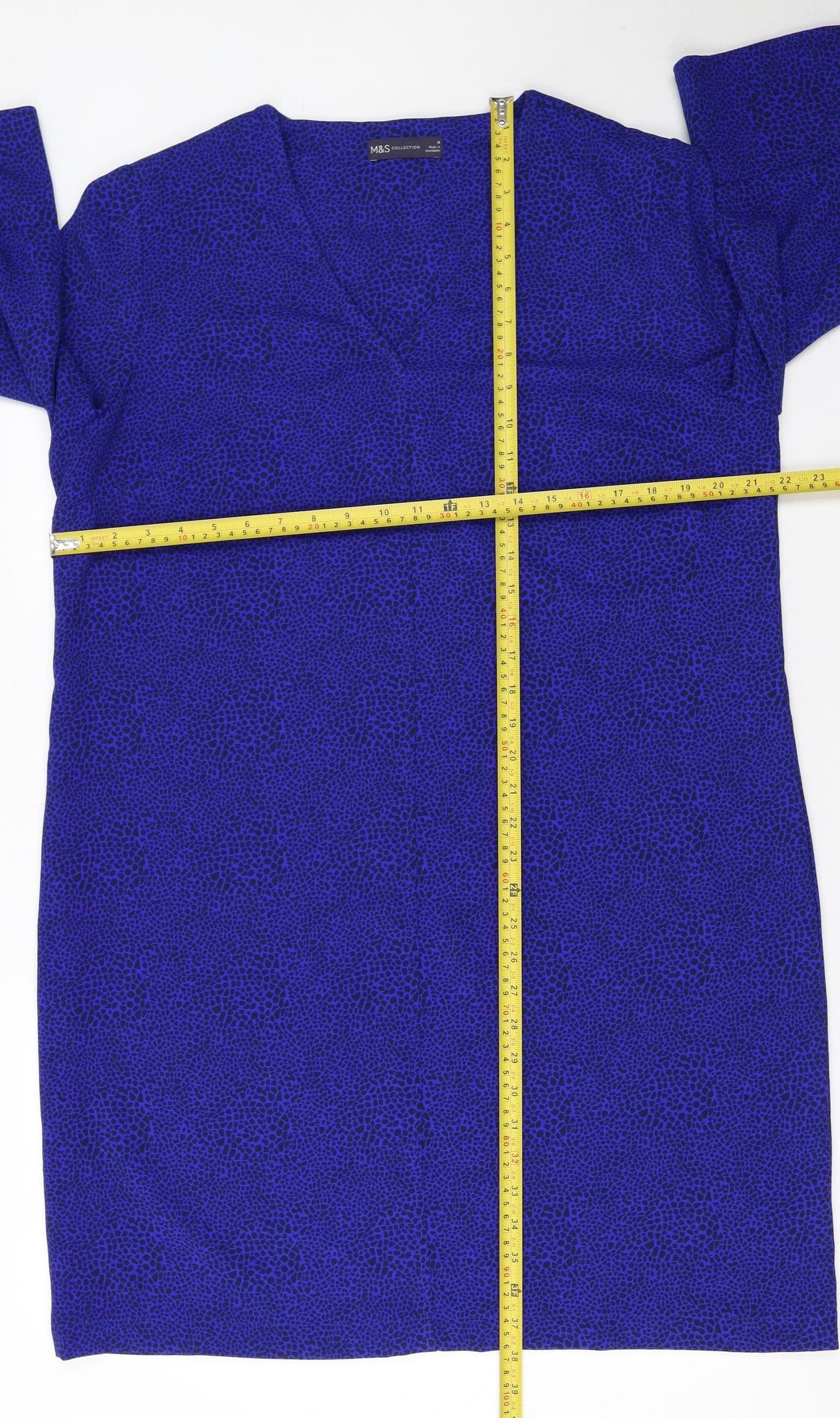 Marks and Spencer Women Blue Animal Print Shift Dress Size 16