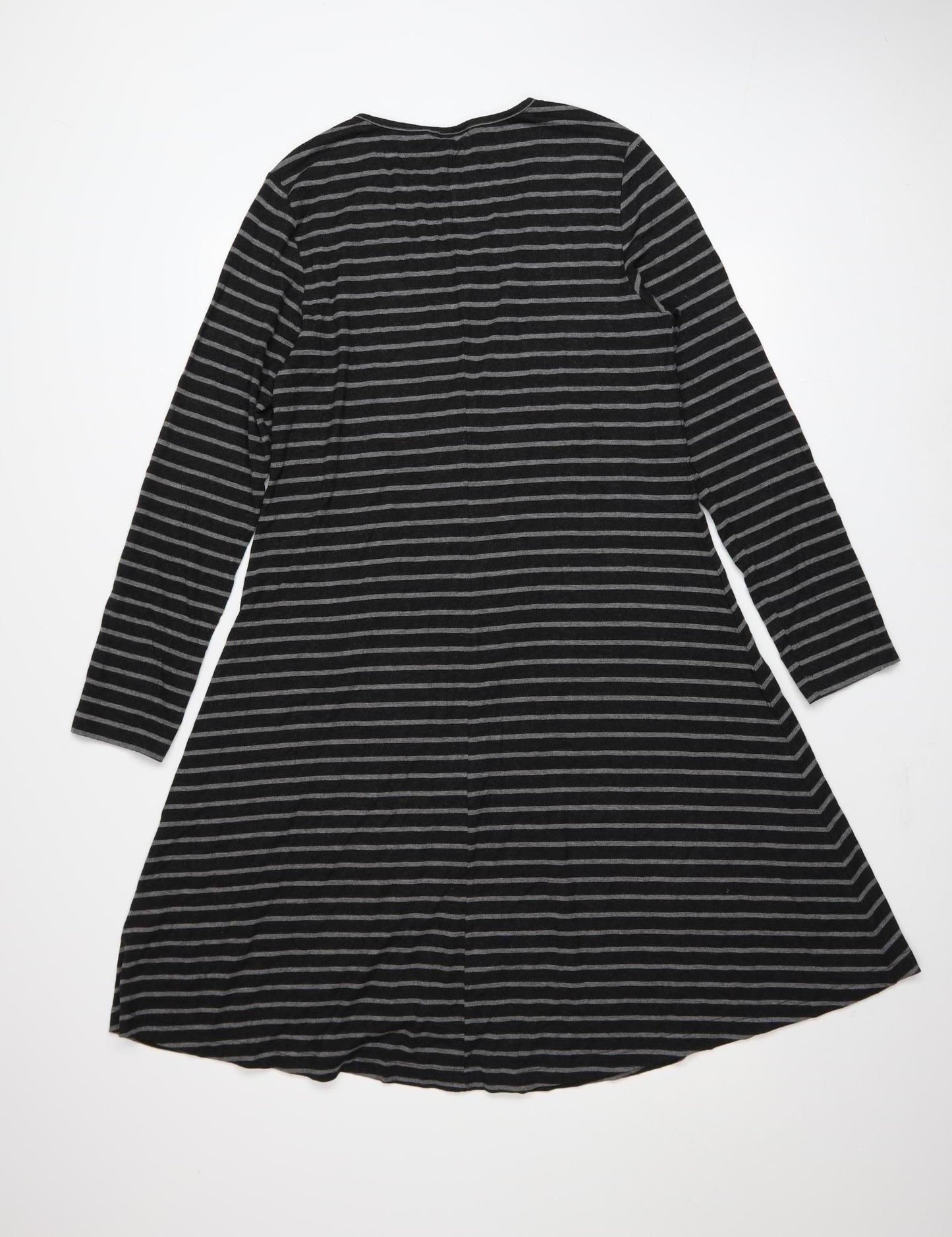 Capri Clothing Women’s Black Striped A-Line Jersey Dress XS Long Sleeve