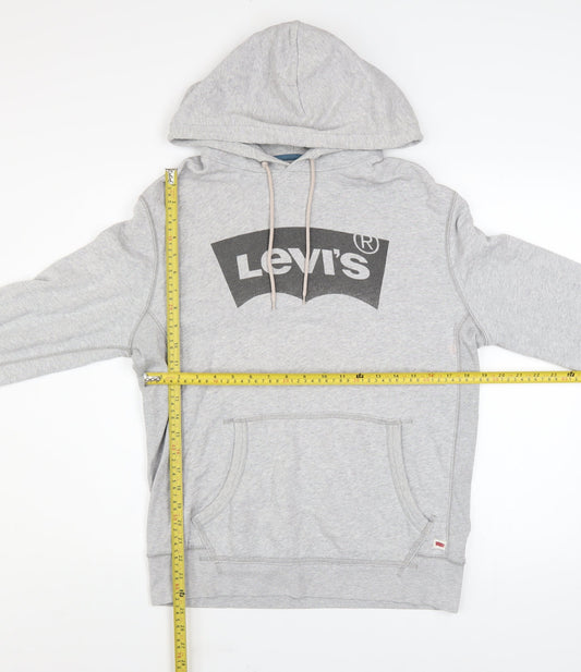 Levi's Men's Grey Pullover Hoodie S Classic Fit Logo Sweatshirt