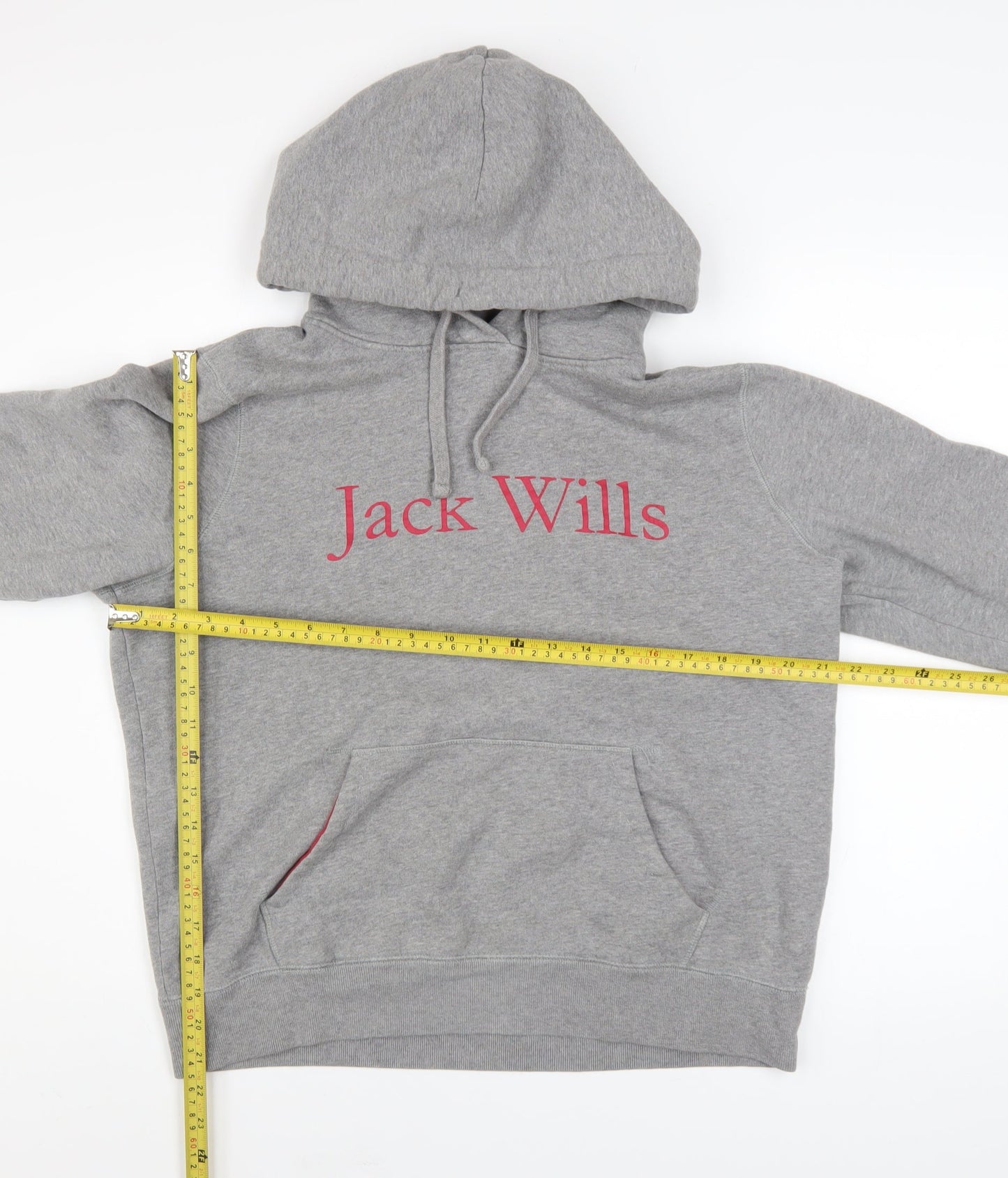 Jack Wills Womens Grey Size 14 Pullover Hoodie with Logo Print