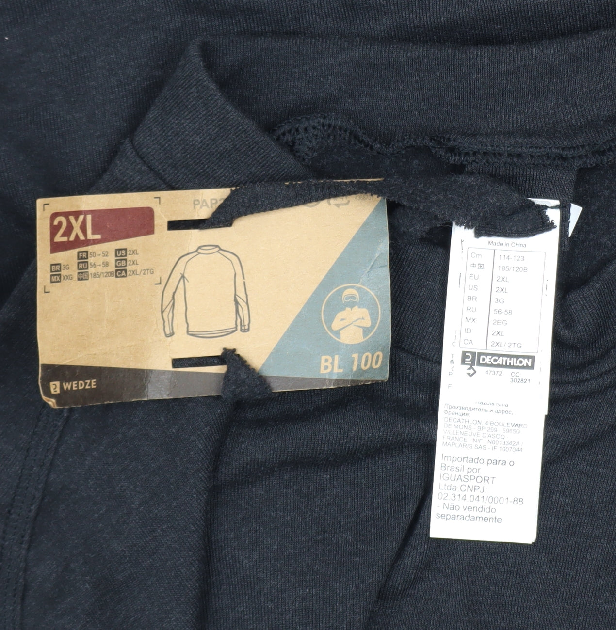 Wedze Men's Black 2XL Thermal Ski Long Sleeve Top