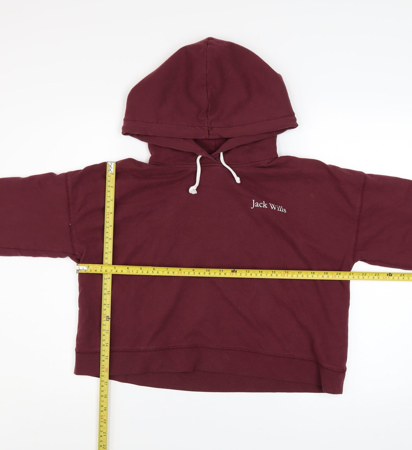 Jack Wills Womens Burgundy Pullover Hoodie UK 16 Cotton Blend