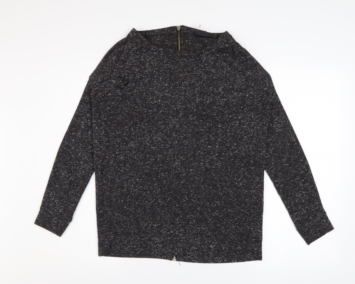 Sparkle & Fade Womens Grey XS Boat Neck Knit Zip Back Jumper