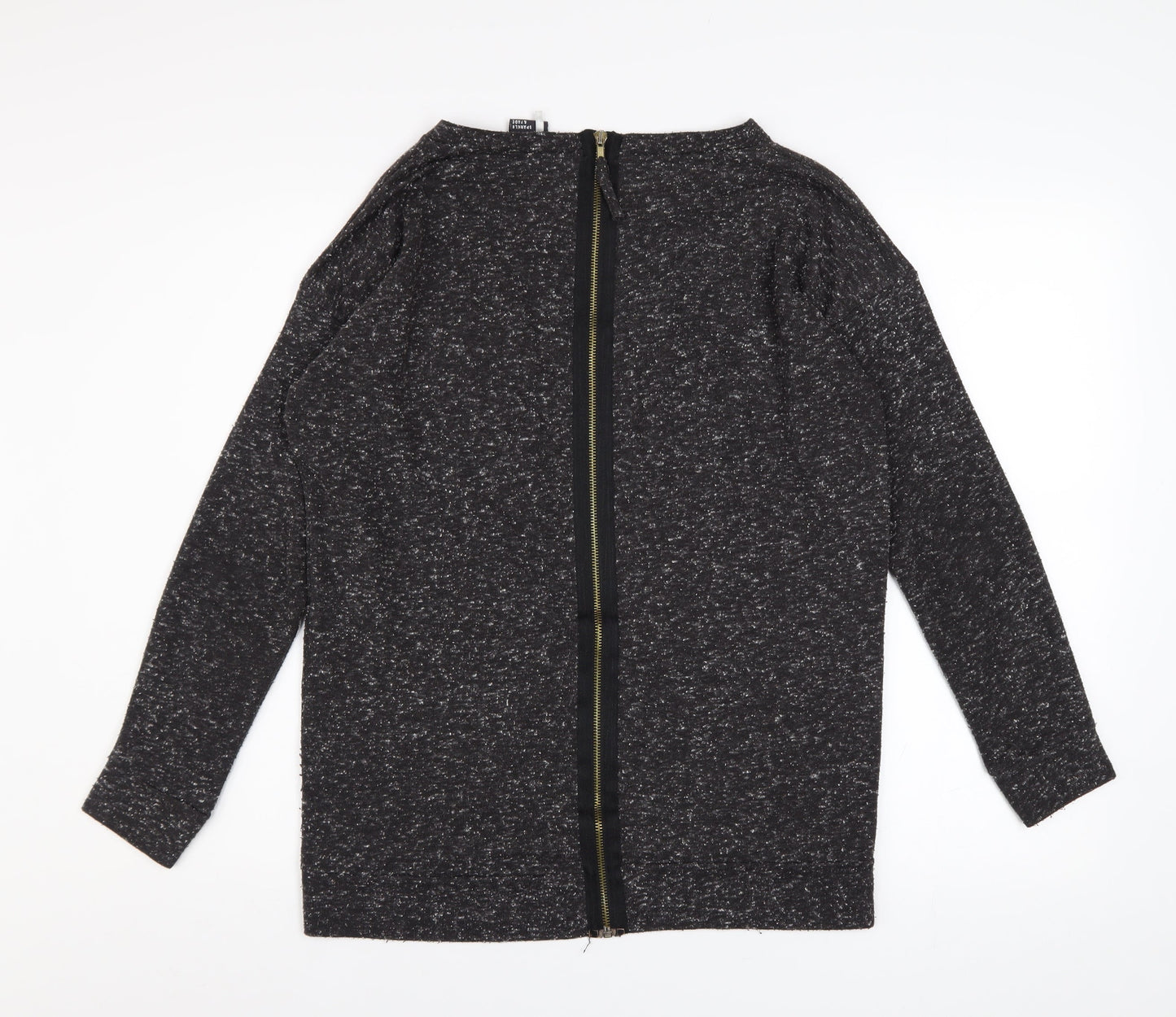 Sparkle & Fade Womens Grey XS Boat Neck Knit Zip Back Jumper