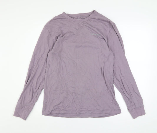 Columbia Men Purple Long Sleeve Cotton Outdoor Graphic Top Size S