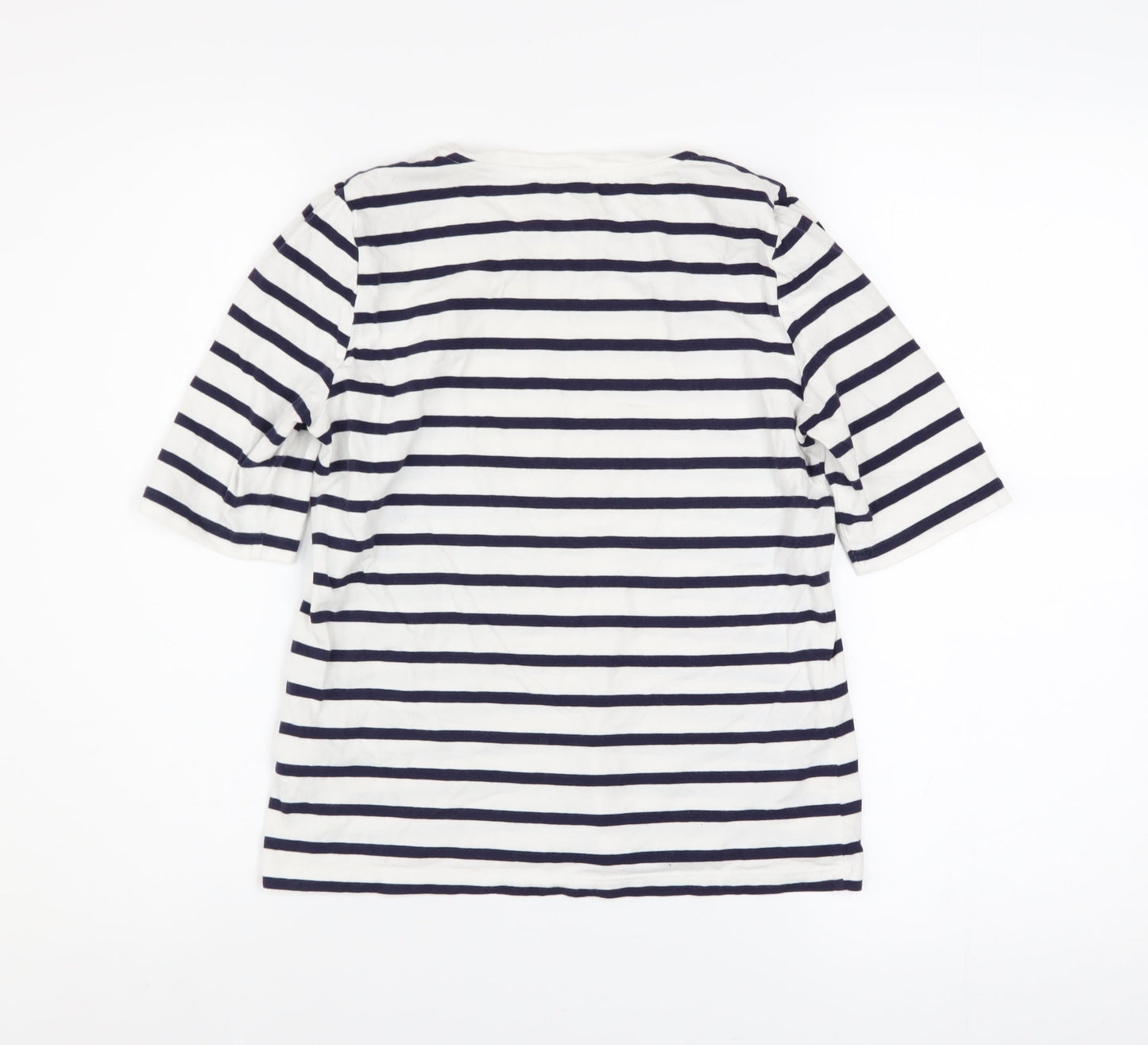 Hobbs Women’s White Navy Striped Cotton Jersey T-Shirt XS