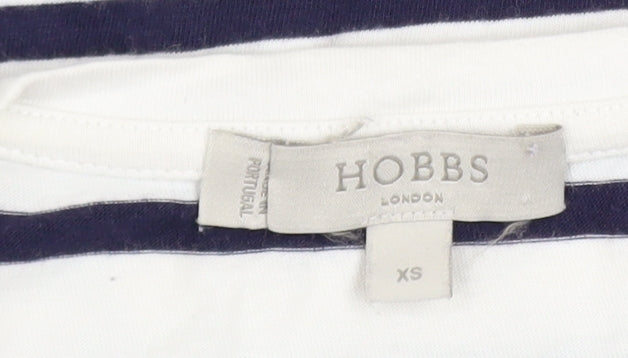 Hobbs Women’s White Navy Striped Cotton Jersey T-Shirt XS