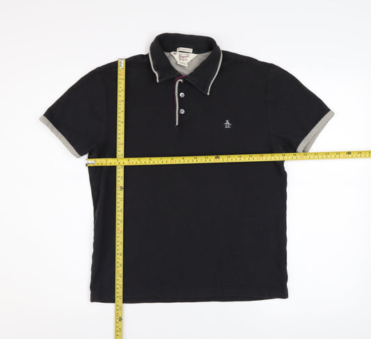 Original Penguin Men's Black Slim Fit Cotton Polo Shirt Size S
