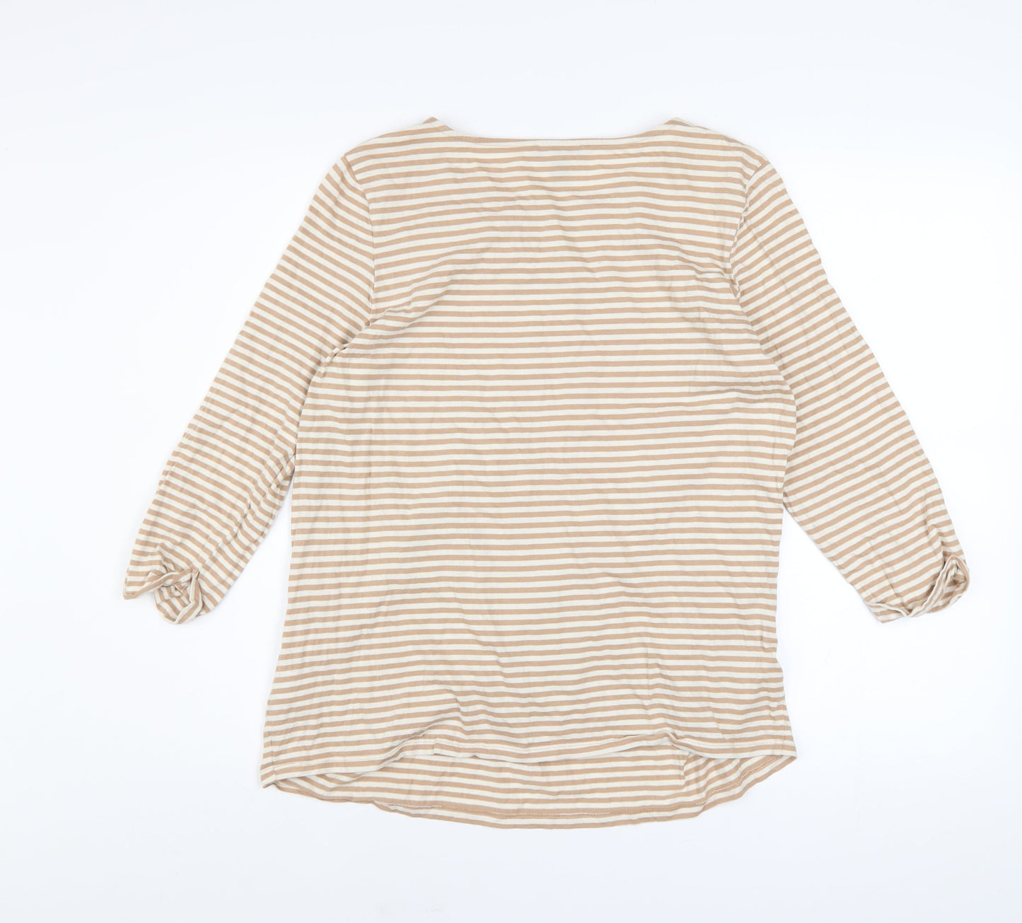 New Look Maternity Beige Striped 3/4 Sleeve Crew Neck Cotton T-Shirt UK 16
