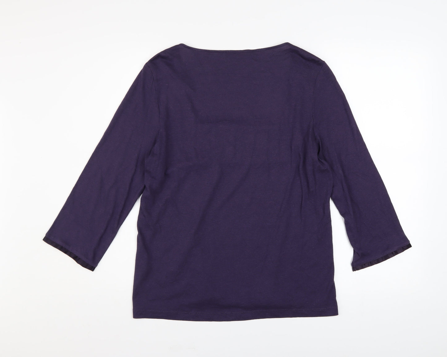 Marks and Spencer Per Una Purple 3/4 Sleeve Cotton Blend Blouse UK 16