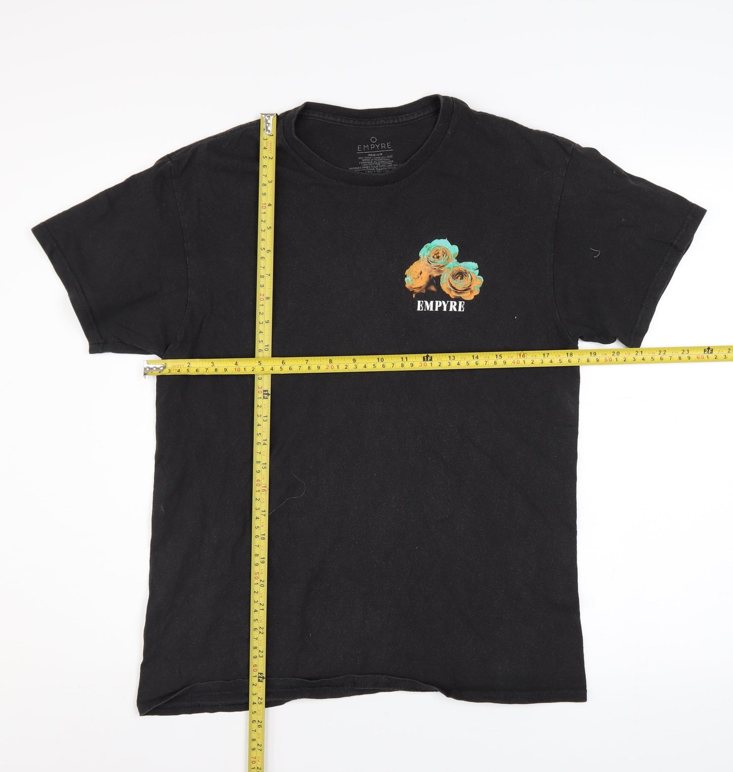 Empyre Men's Black Graphic Rose Print T-Shirt Size M