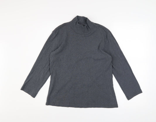 Lands' End Women's Grey Roll Neck Cotton Jumper Size S 6-8