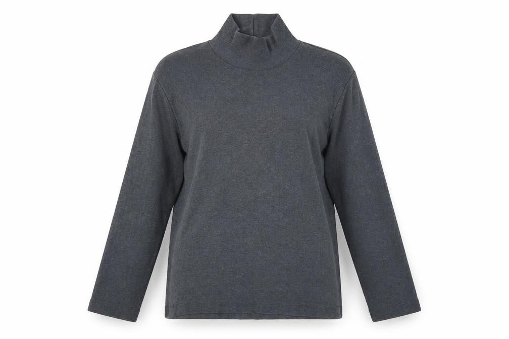 Lands' End Women's Grey Roll Neck Cotton Jumper Size S 6-8