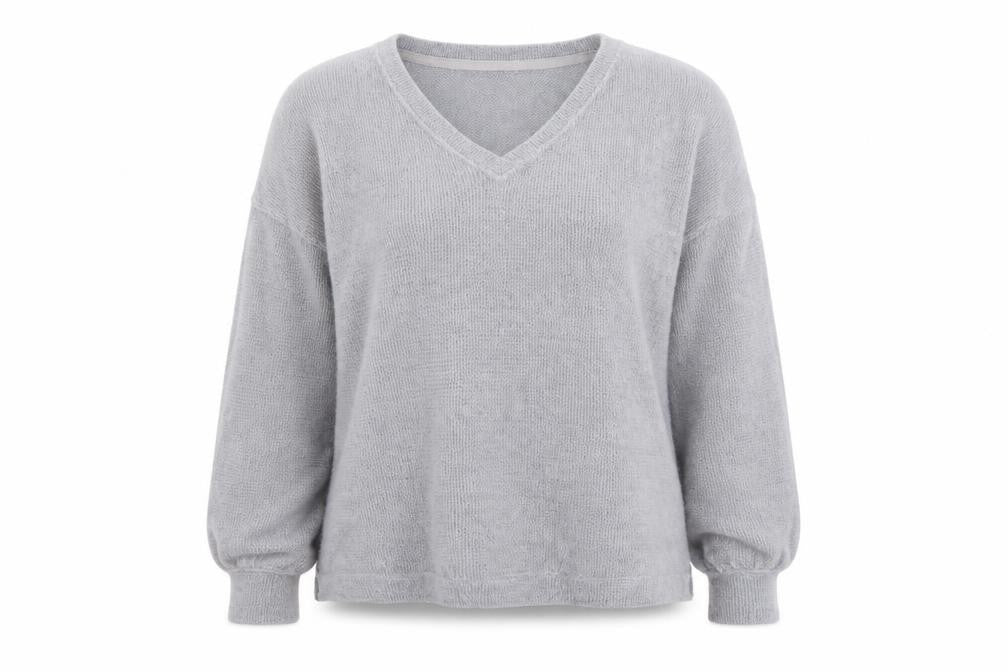 Marks and Spencer Women Grey V-Neck Knit Pullover Jumper Size S