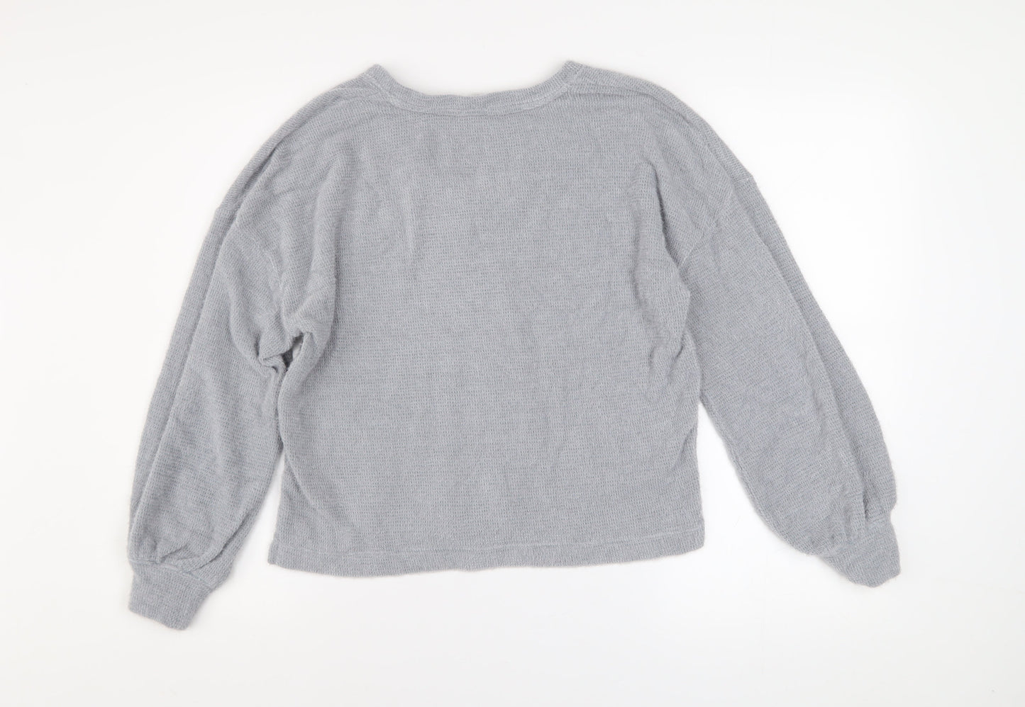 Marks and Spencer Women Grey V-Neck Knit Pullover Jumper Size S