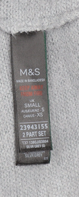 Marks and Spencer Women Grey V-Neck Knit Pullover Jumper Size S