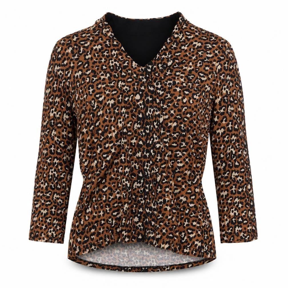 Hobbs Women Brown Leopard Print Wrap Blouse Size S