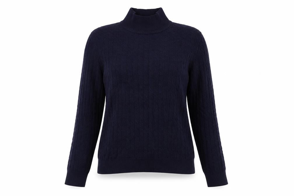 Oysho Women's Blue Roll Neck Cable Knit Jumper Size 12
