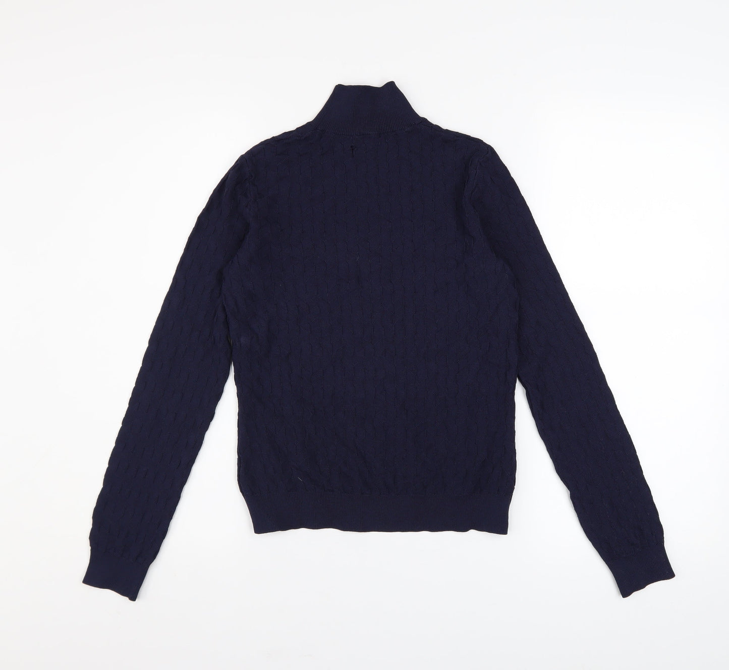 Oysho Women's Blue Roll Neck Cable Knit Jumper Size 12