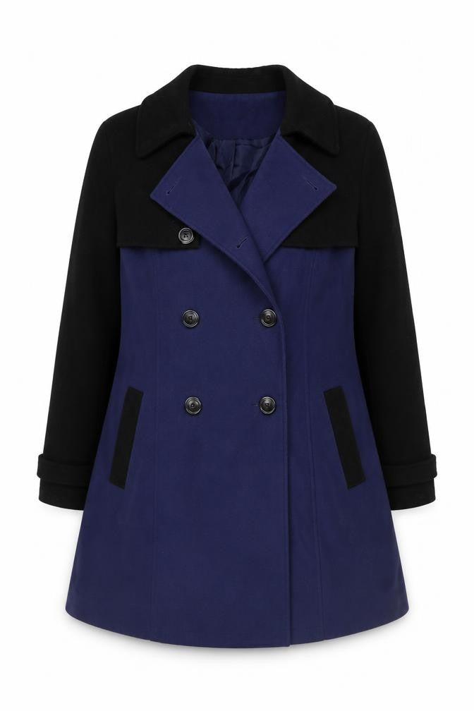 Simply Be Women's Blue & Black Pea Coat Size 18 Classic Mid-Length