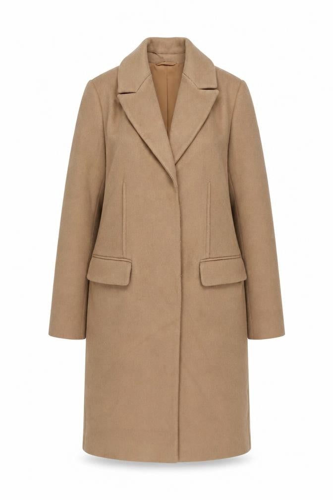 Marks & Spencer Women's Beige Mid-Length Coat Size 8 Classic Style