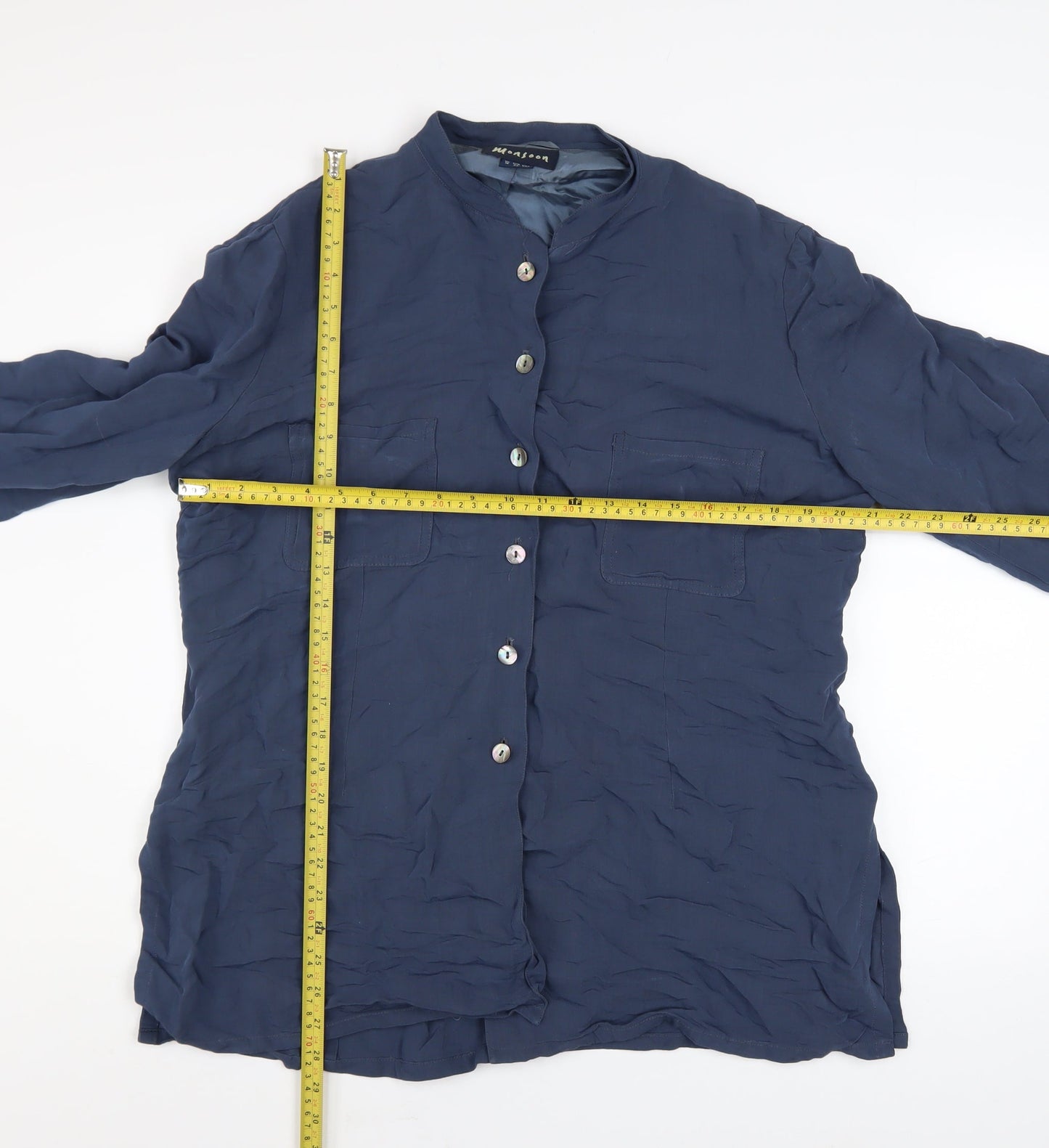 Monsoon Women's Blue Linen Blend Blazer Jacket UK 16