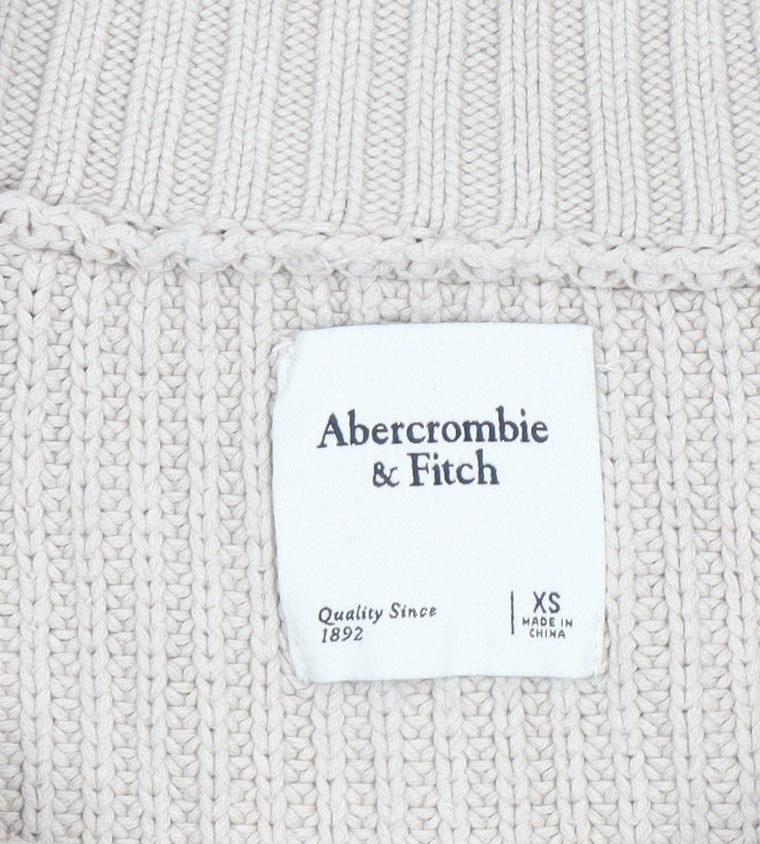 Abercrombie & Fitch Women’s Beige Chunky Knit V-Neck Jumper XS
