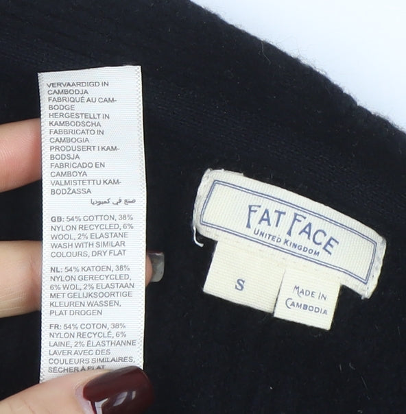 Fat Face Women's Black Sleeveless Cardigan Knit Vest Size S