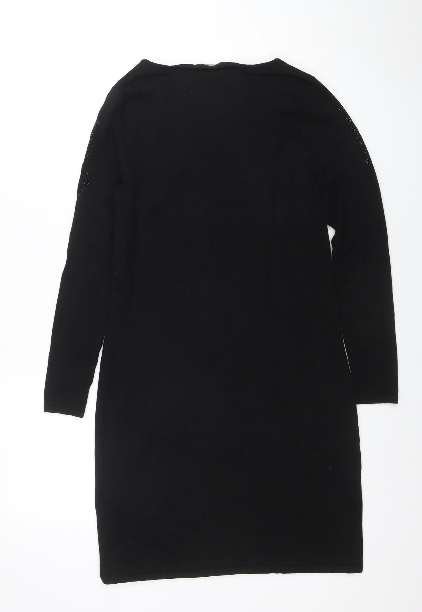 Monsoon Womens Black Beaded Knit Bodycon Dress Size S Long Sleeve