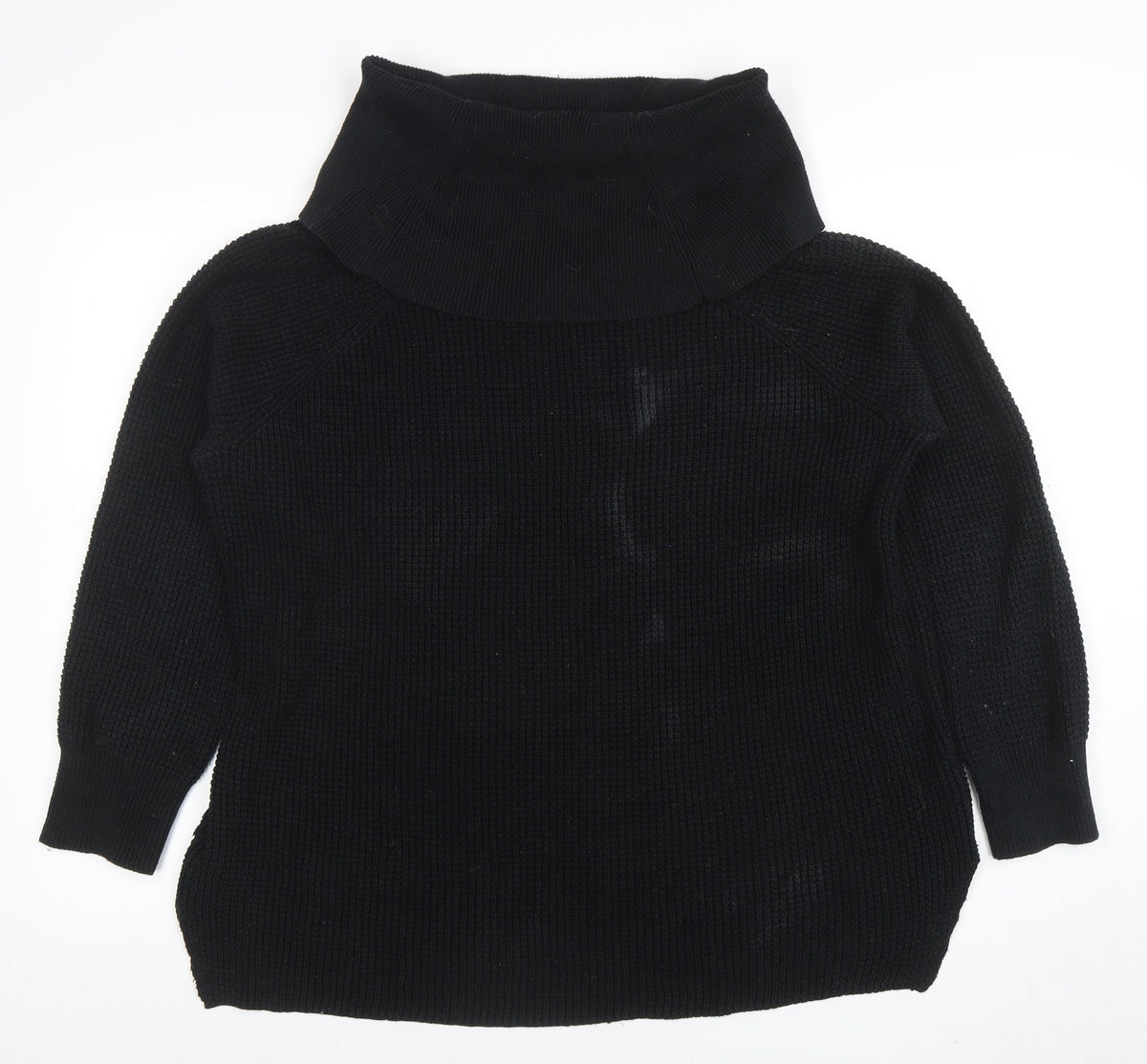 Additional front view of Michael Kors Women's Black Cowl Neck Chunky Knit jumper XL