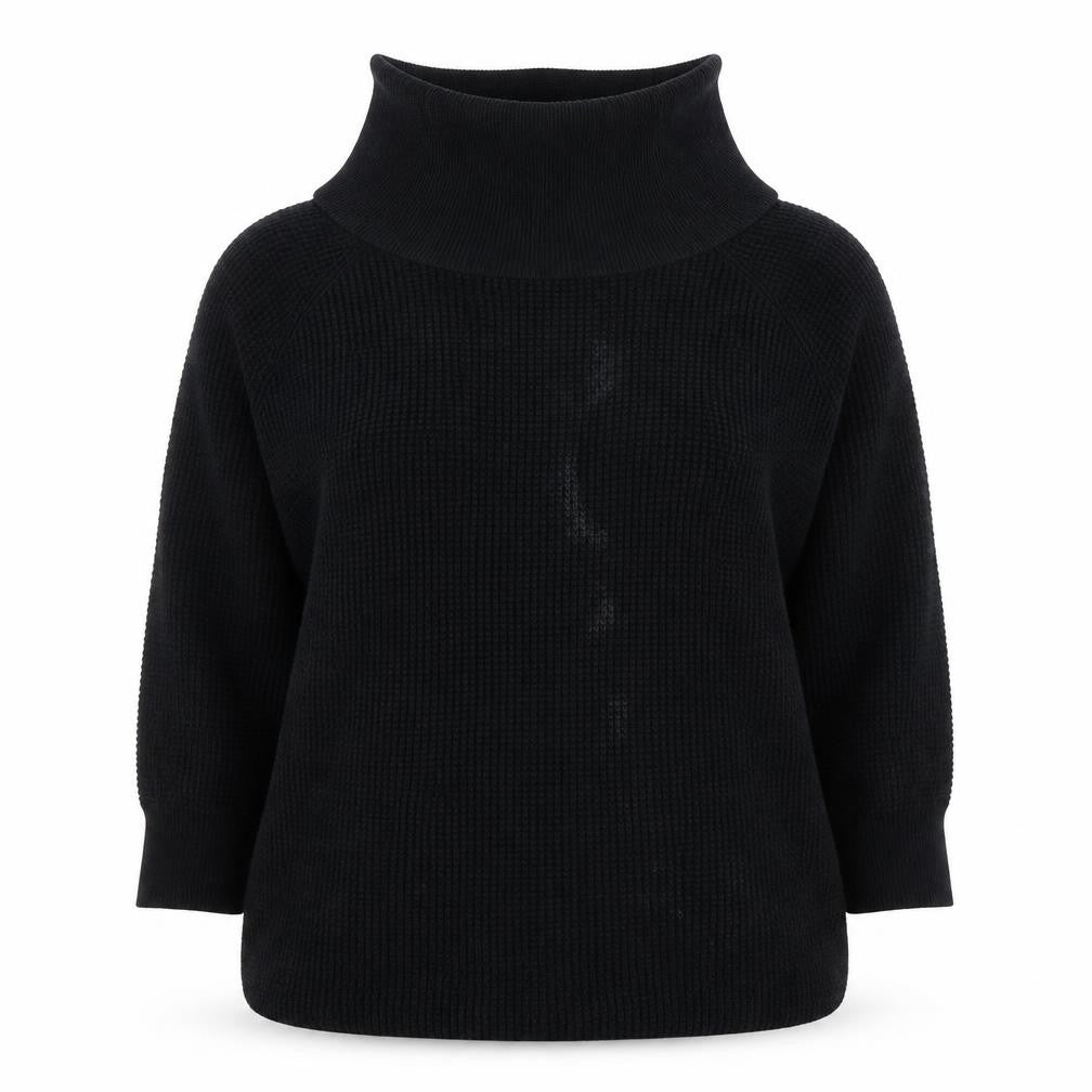 Front view of Michael Kors Women's Black Cowl Neck Chunky Knit jumper XL