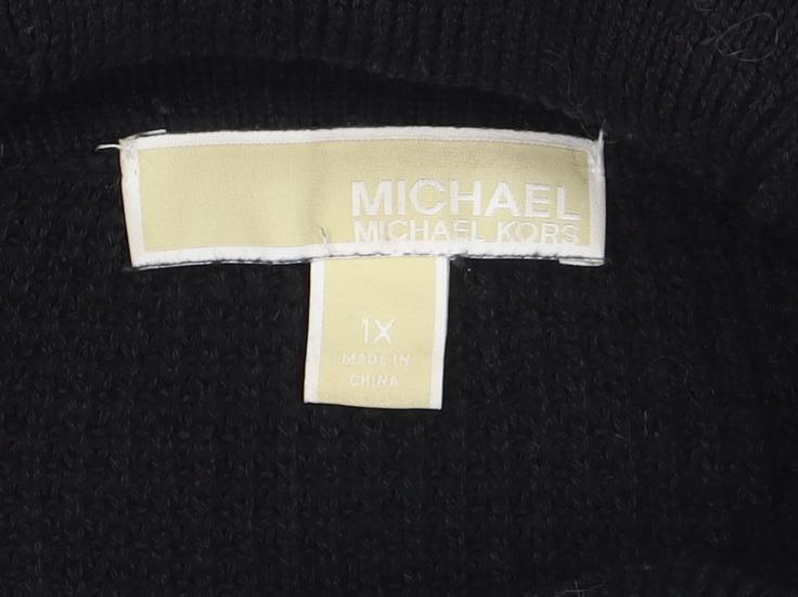Brand and care label for Michael Kors Women's Black Cowl Neck Chunky Knit jumper XL