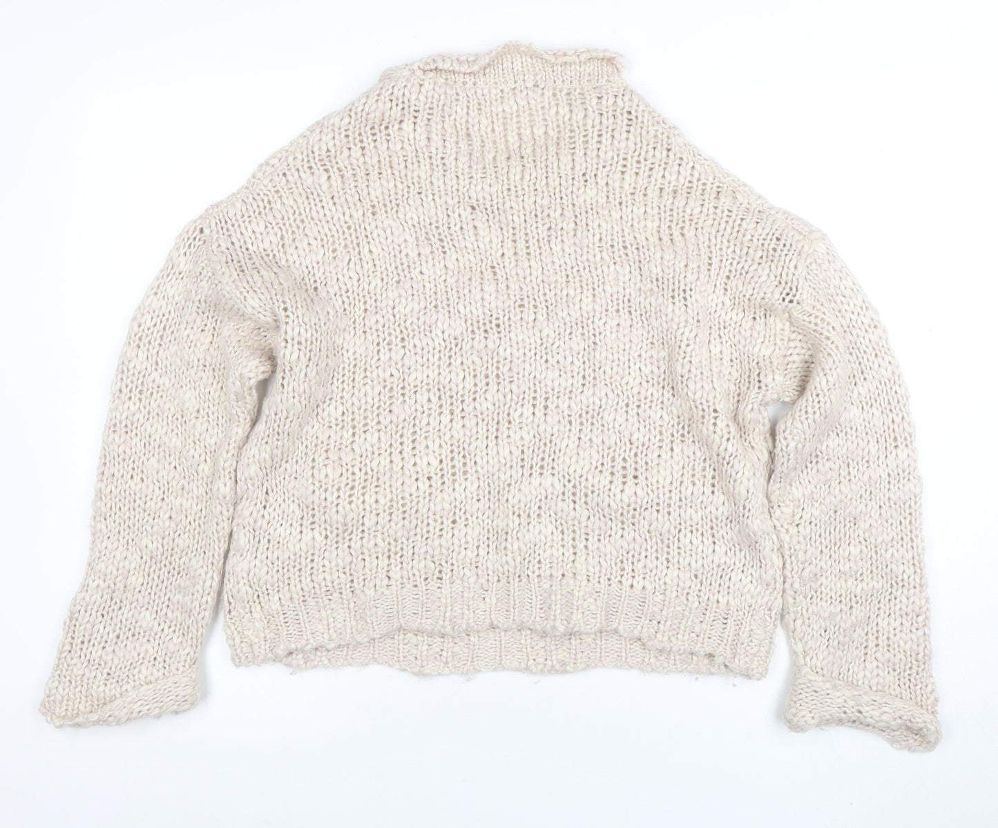 New Look Women's Beige Chunky Knit Crew Neck Jumper Size M