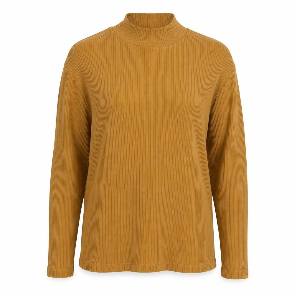 Uniqlo Women’s Brown Ribbed Mock Neck Long Sleeve Top XL