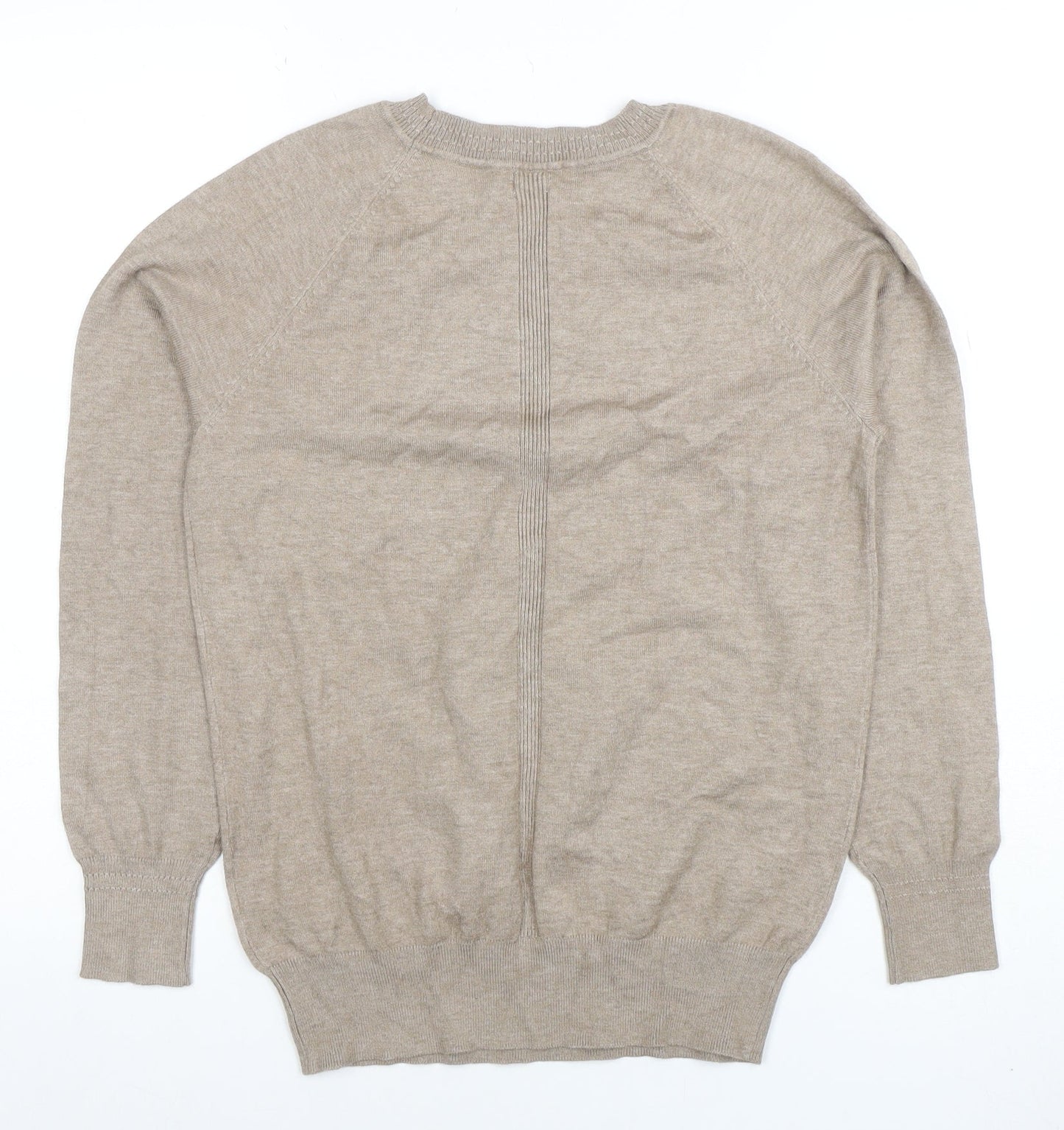 River Island Women’s Beige Knit Long Sleeve Crew Neck Top XS