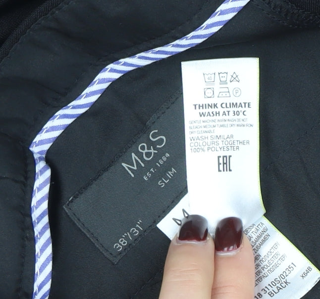 Marks and Spencer Men's Black Slim Fit Dress Pants 38x31