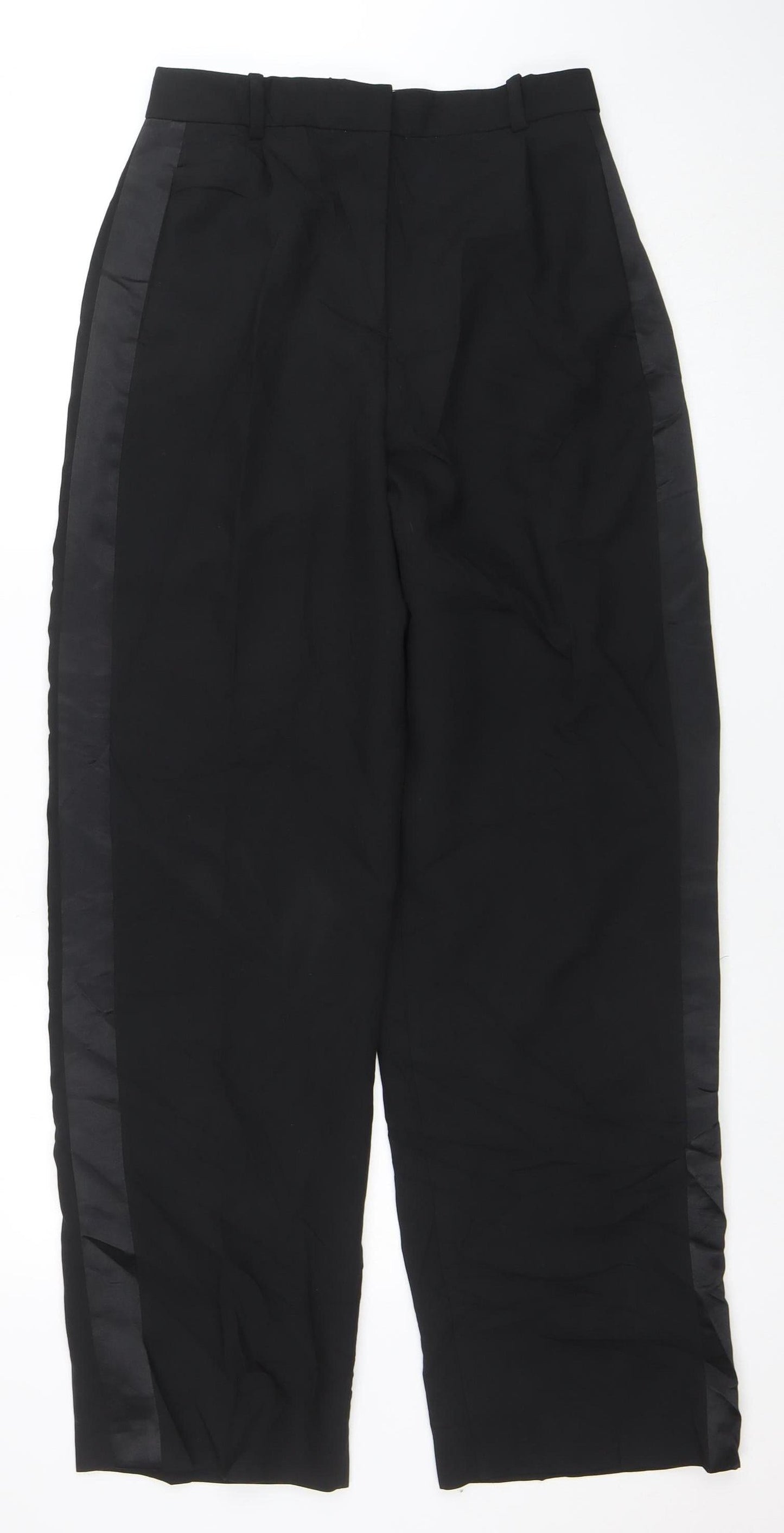 Zara Women's Black Mid Rise Straight Leg Trousers Size M