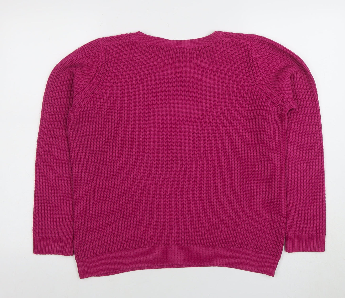 BHS Women’s Pink Chunky Knit Acrylic Cotton Jumper Size 14